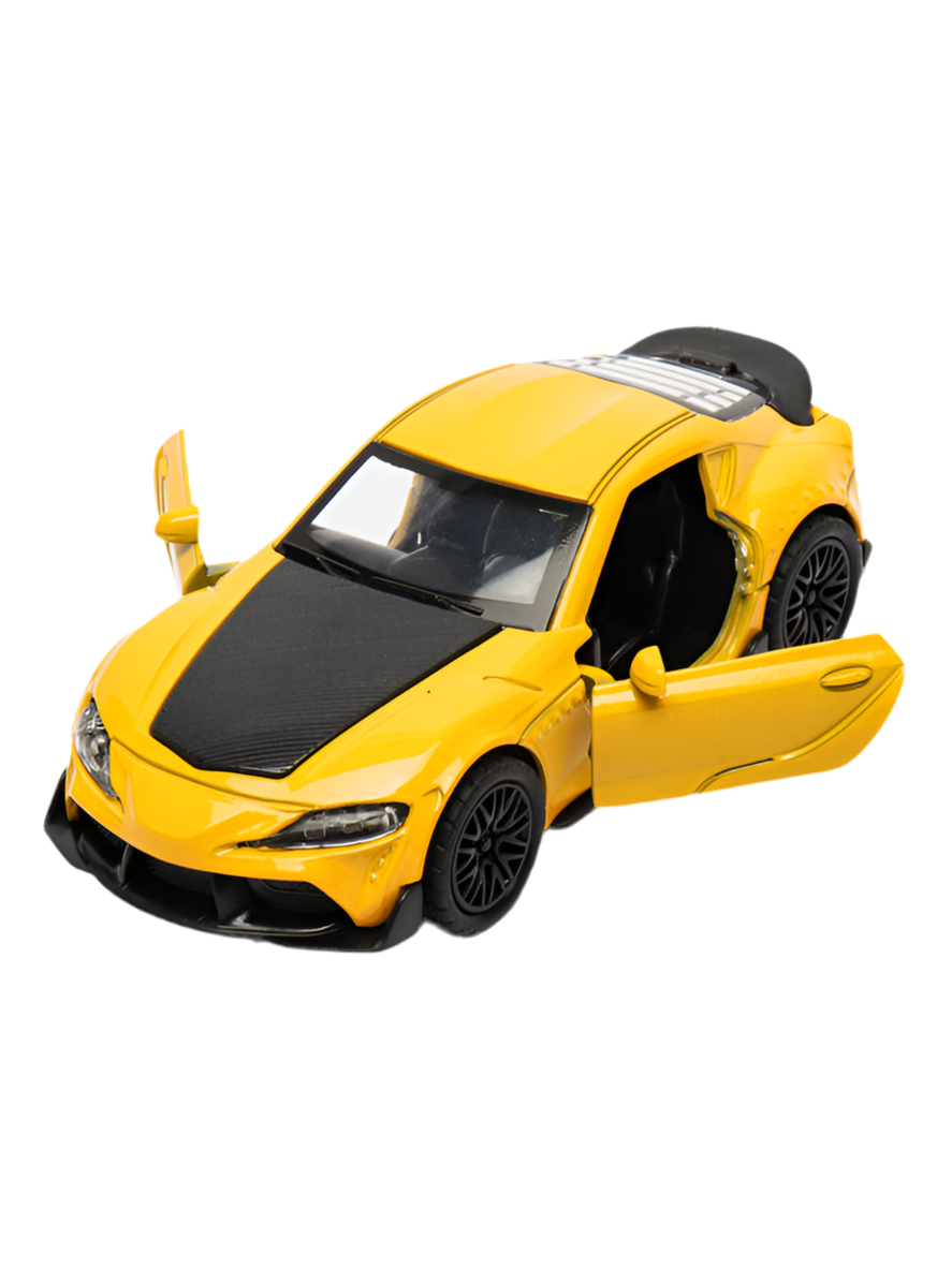 TOYOTA SUPRA : 1/36 Die cast metal Alloy Cars, openable doors With Pull Back Function with light & Music multicolor