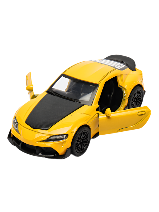 TOYOTA SUPRA : 1/36 Die cast metal Alloy Cars, openable doors With Pull Back Function with light & Music multicolor