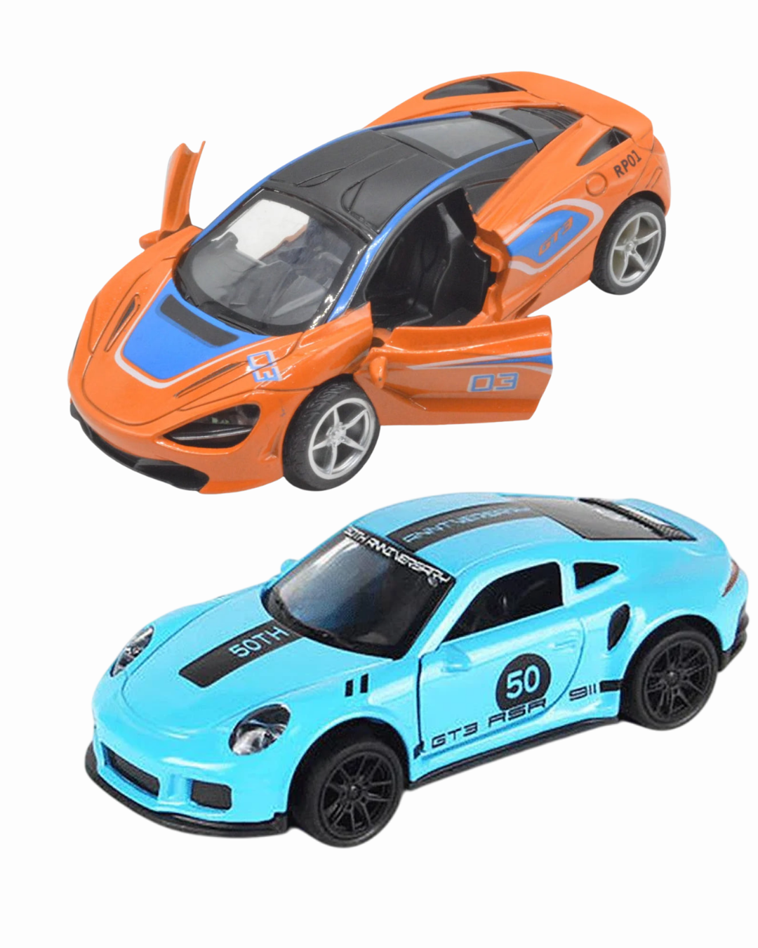 Combo of  1/43 Die cast metal  Alloy Race Cars, 2 Doors Opened With Pull Back Function car