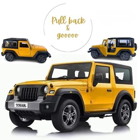 MAHINDRA THAR 1/43 Die cast metal Alloy Race Cars, openable doors With Pull Back Function Car