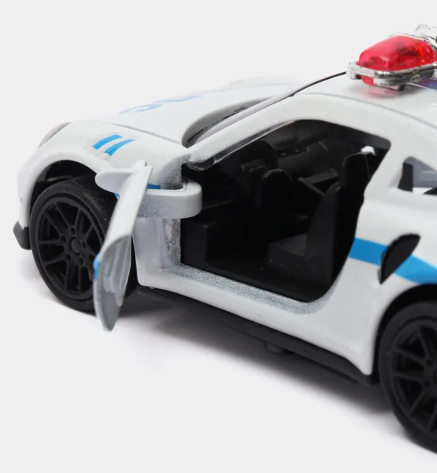 PORSCHE 1/43 Die cast metal  Alloy Police Cars, openable doors With Pull Back Function