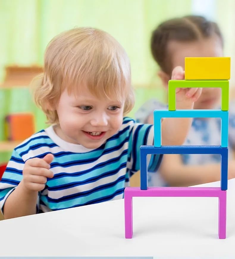 Wooden Rainbow Stacking Toy 27 Pcs Set