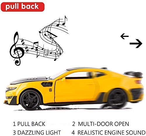 CHEVROLET CAMARO 1/36 Die cast metal Alloy Cars, openable doors With Pull Back Function with light & Music multicolor