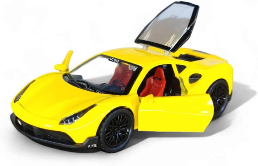 FERRARI 1/36 Die cast metal Alloy Cars, openable doors With Pull Back Function with light & Music multicolor