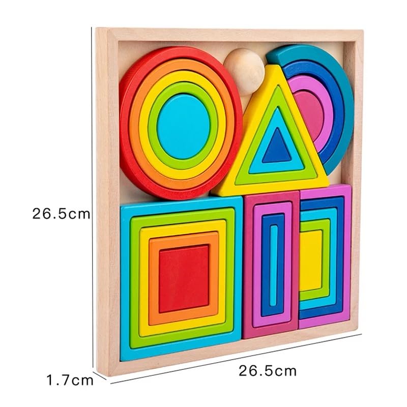 Wooden Rainbow Stacking Toy 27 Pcs Set