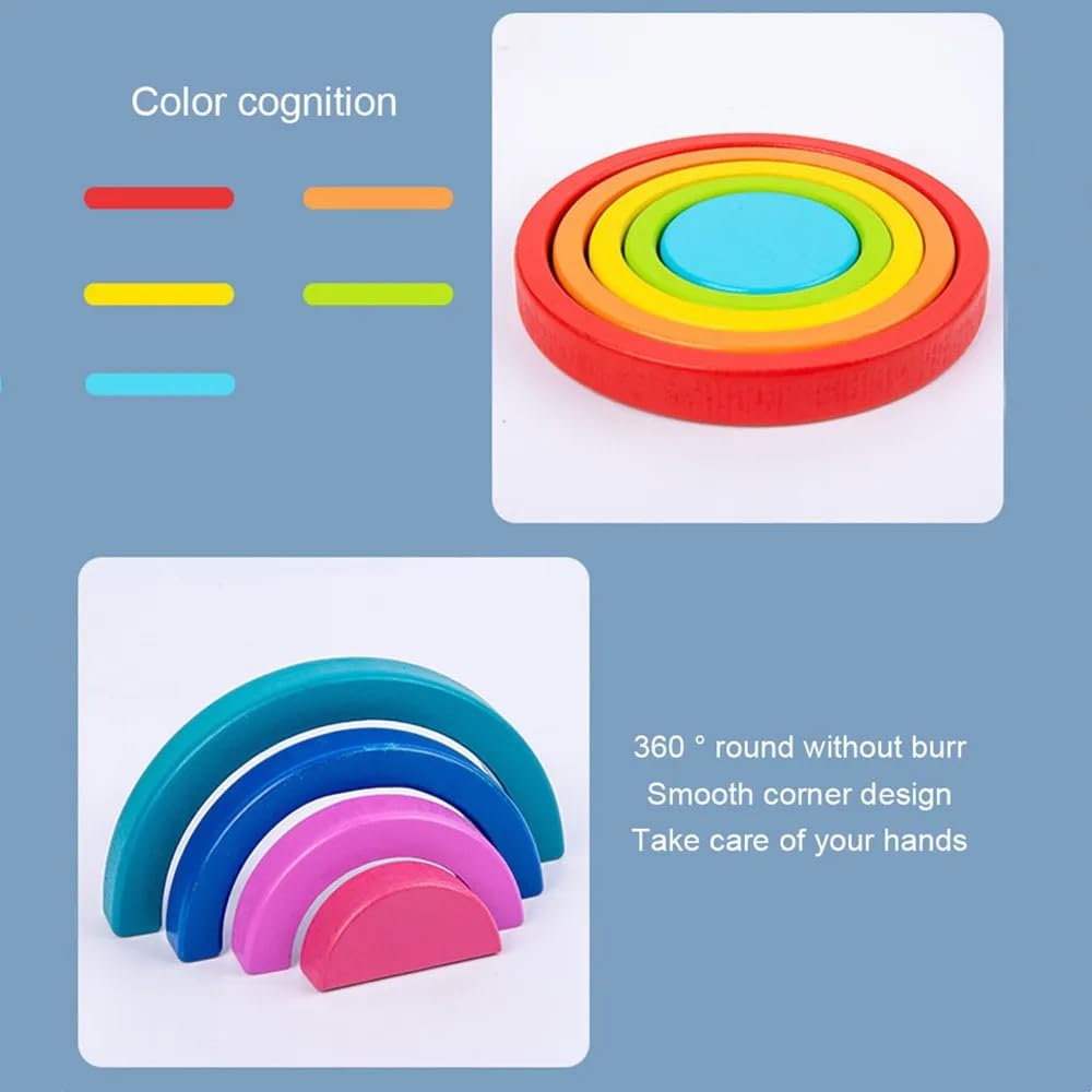 Wooden Rainbow Stacking Toy 27 Pcs Set