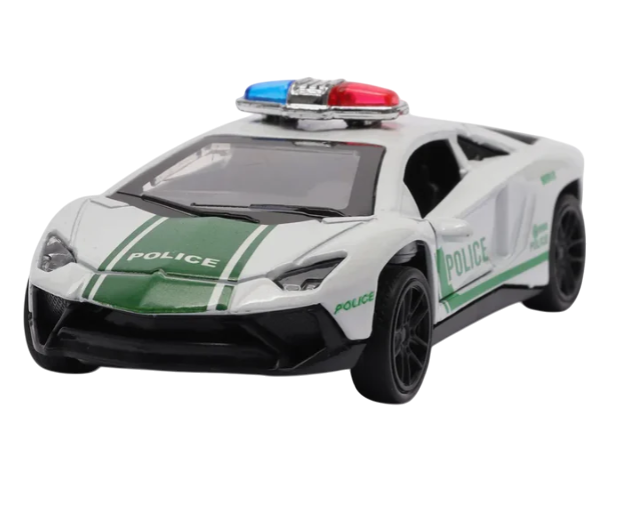 LAMBORGHINI 1/43 Die cast metal  Alloy Police Cars, openable doors With Pull Back Function