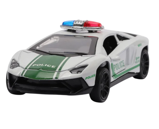 LAMBORGHINI 1/43 Die cast metal  Alloy Police Cars, openable doors With Pull Back Function