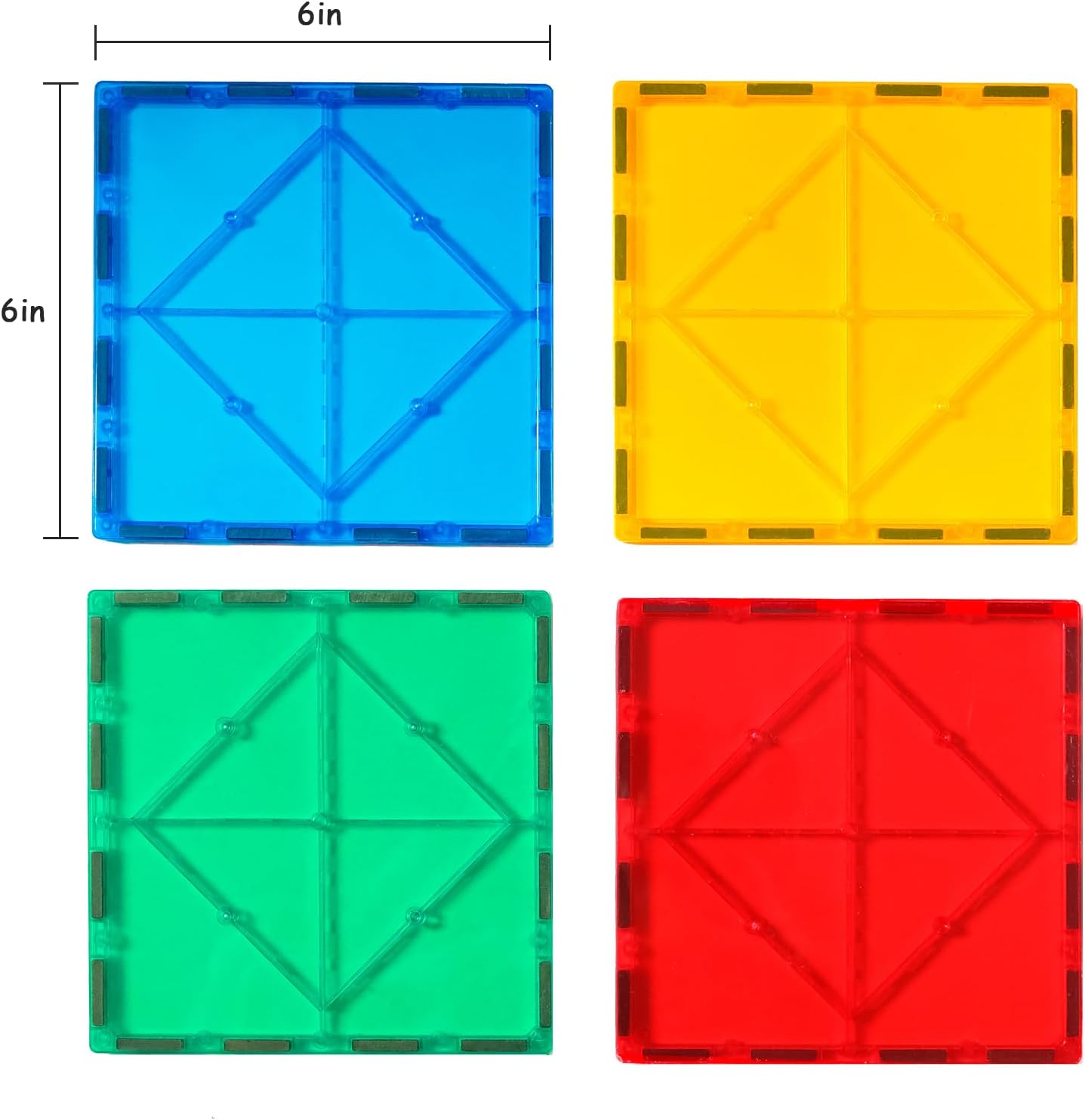 4 Piece Random colour Magnetic Tiles Large Square