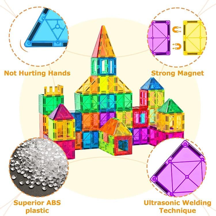 Set of 20 Magnetic Building blocks Tiles For Kids