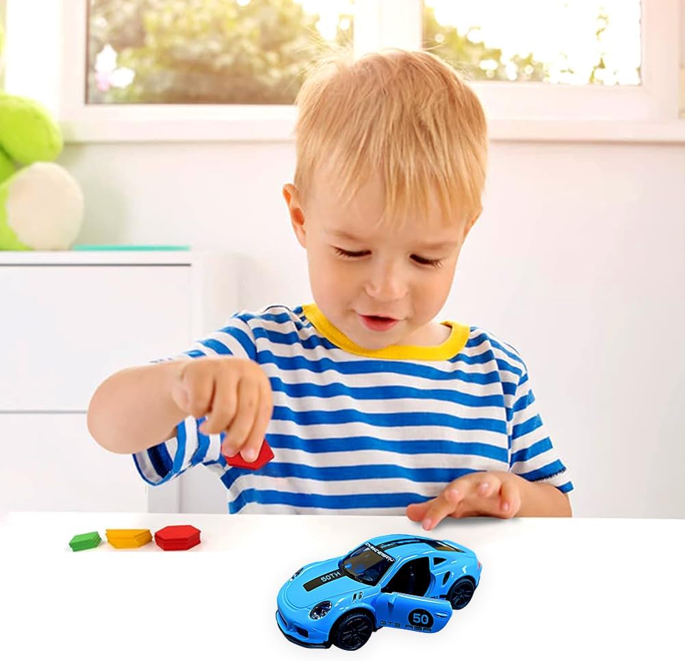 PORSCHE 1/43 Die cast metal  Alloy Race Cars, openable doors With Pull Back Function  car