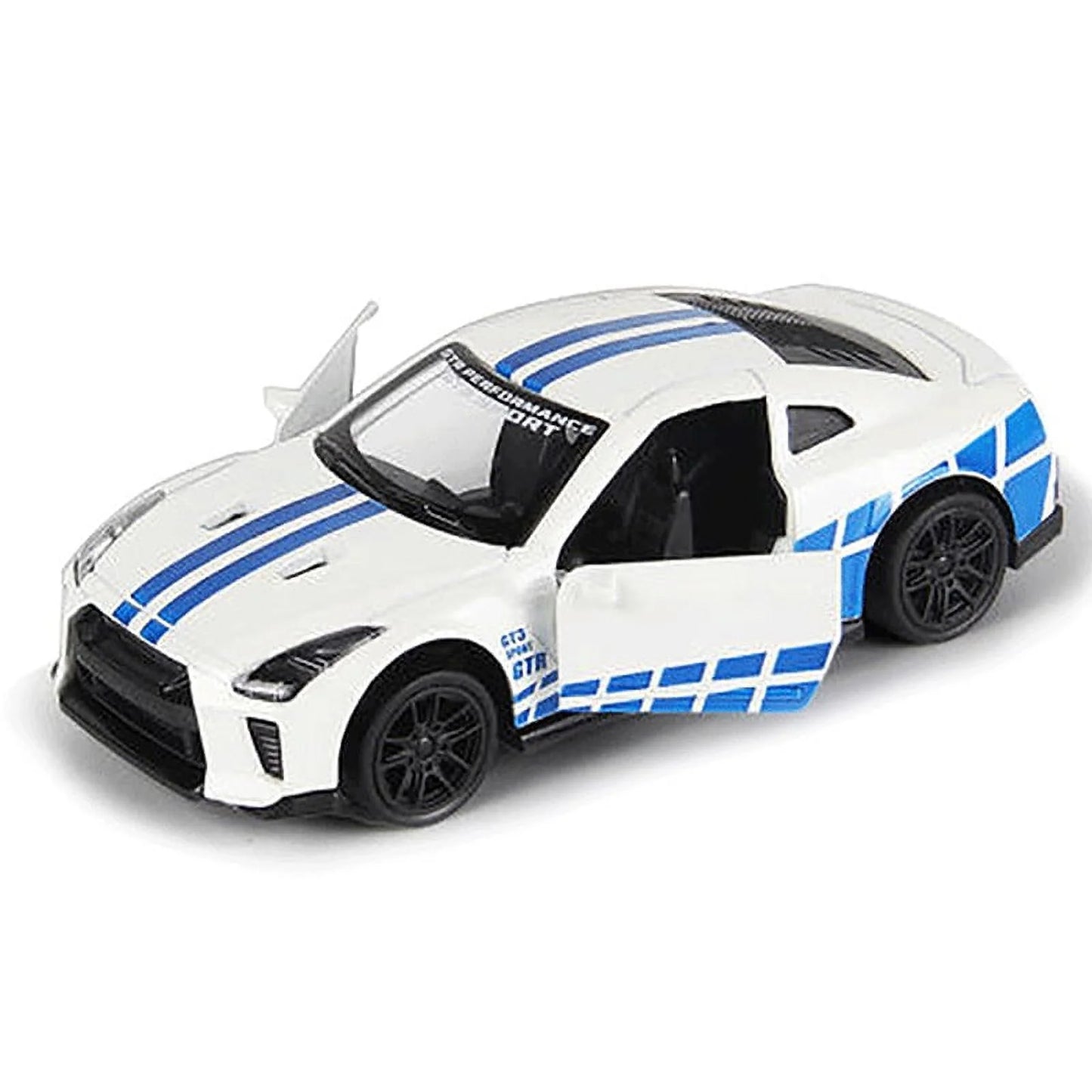 NISSAN GTR 1/43 Die cast metal Alloy Race Cars, openable doors With Pull Back Function car
