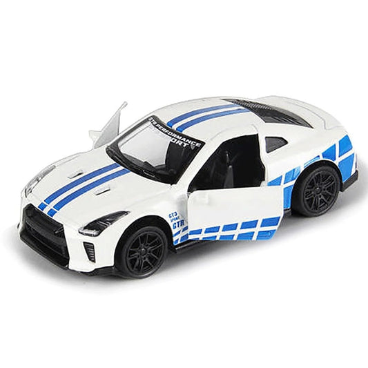 NISSAN GTR 1/43 Die cast metal  Alloy Race Cars, openable doors With Pull Back Function  car