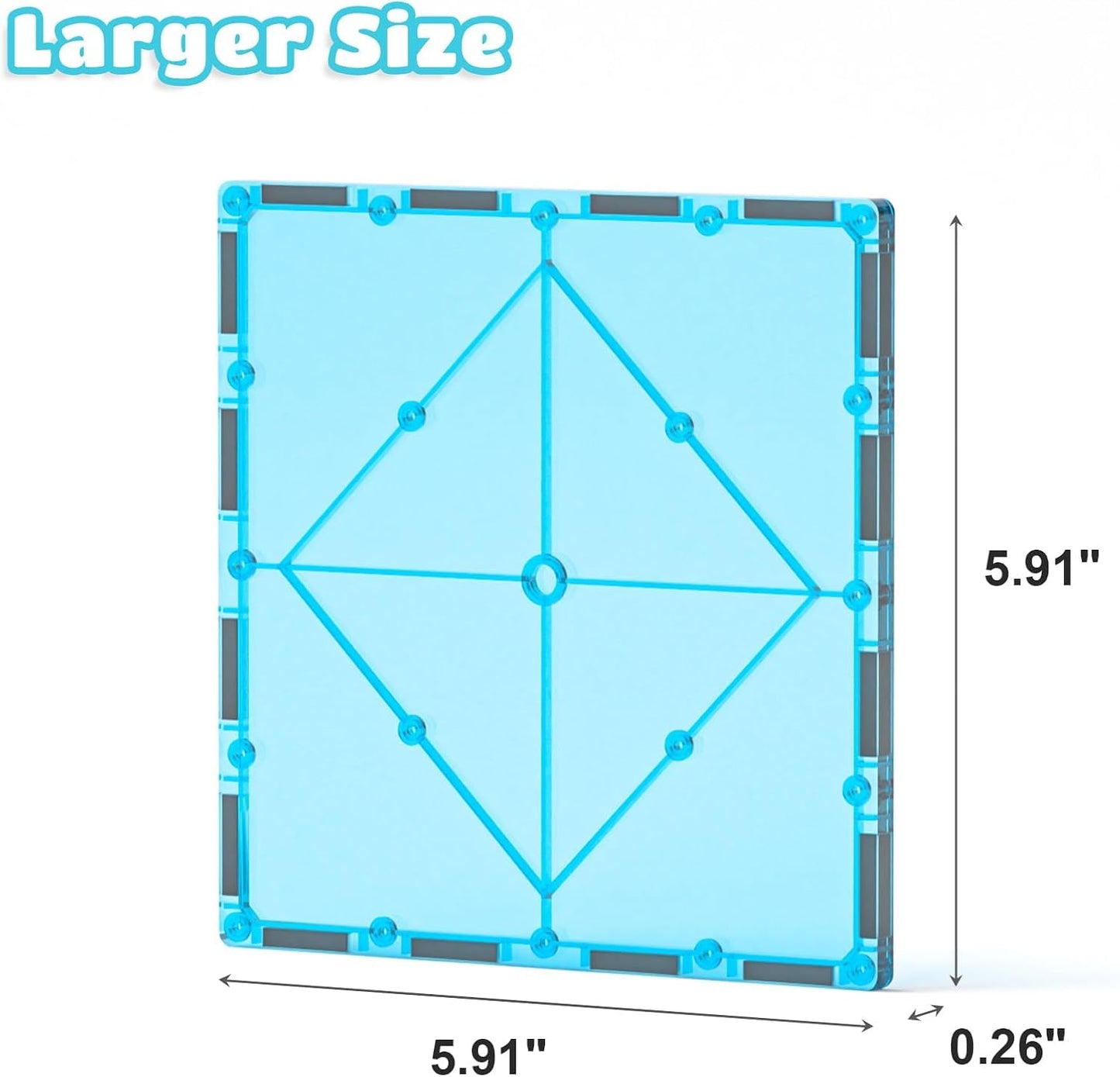 4 pcs Large Square Magnetic Tiles with 2 Car Chassis