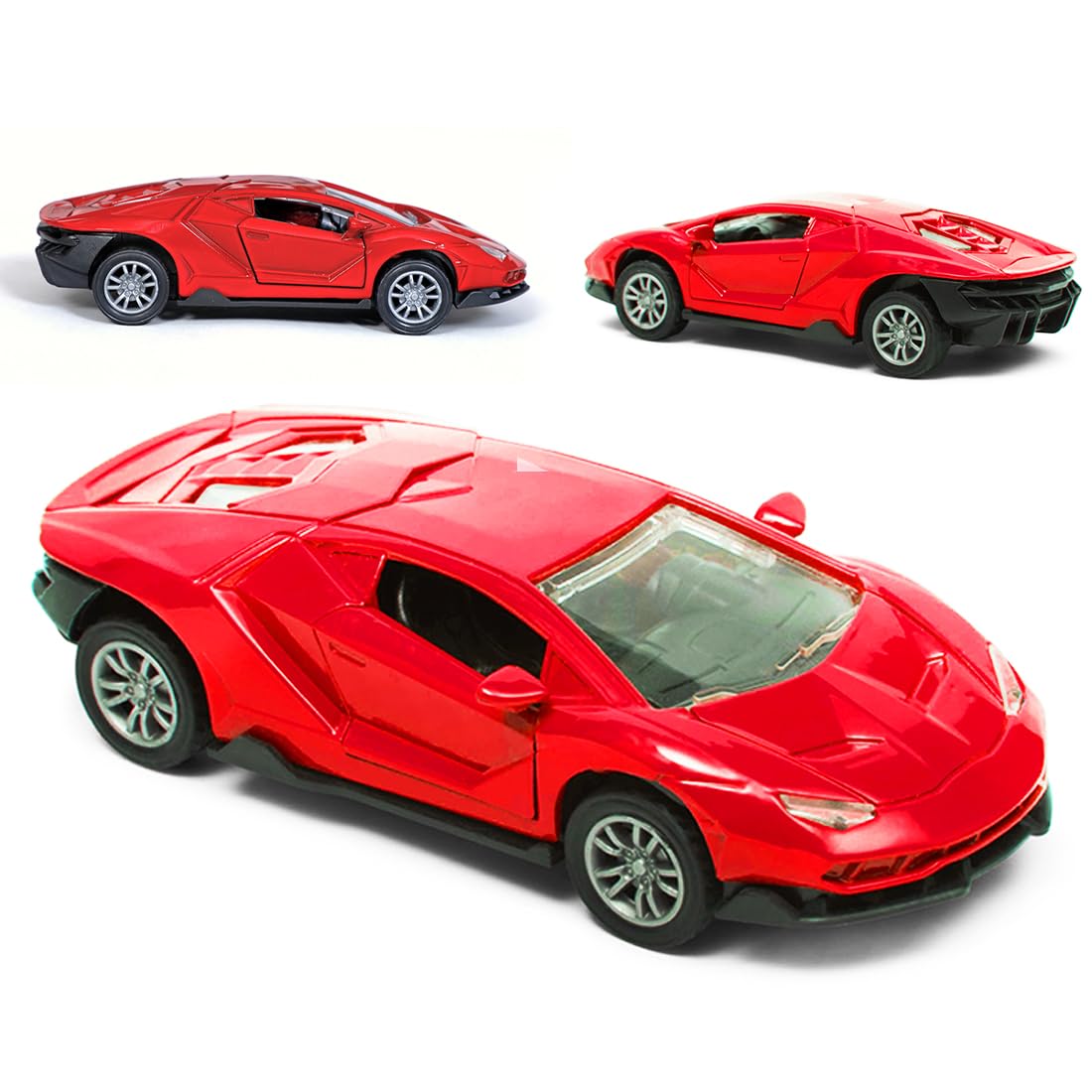 LAMBORGHINI 1/43 Die cast metal Alloy Race Cars, openable doors With Pull Back Function Car