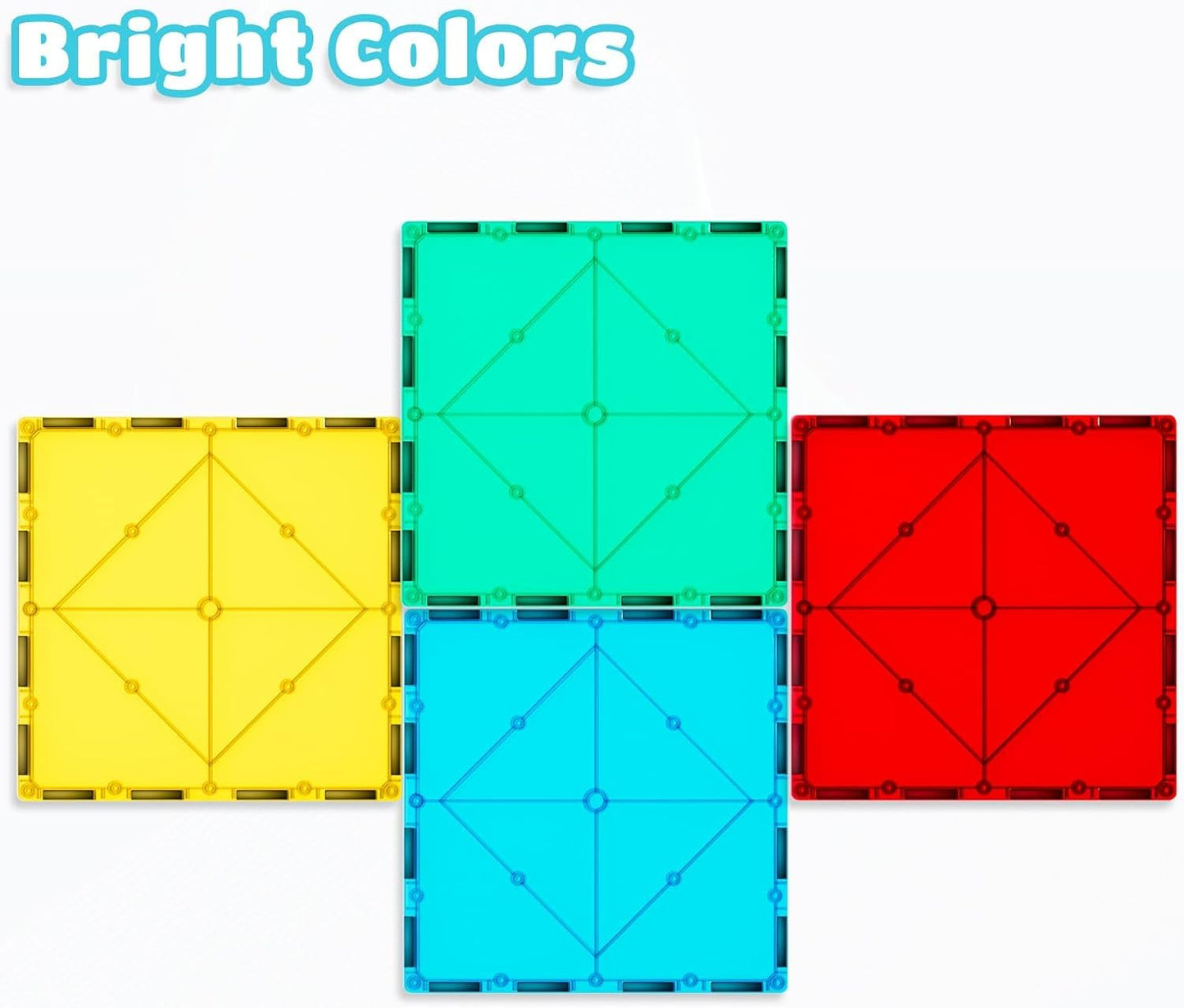 4 pcs Large Square Magnetic Tiles with 2 Car Chassis