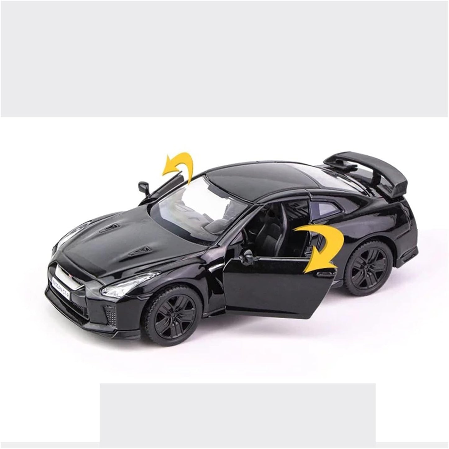 NISSAN GTR 1/36 Die cast metal Alloy Cars, openable doors With Pull Back Function with light & Music multicolor