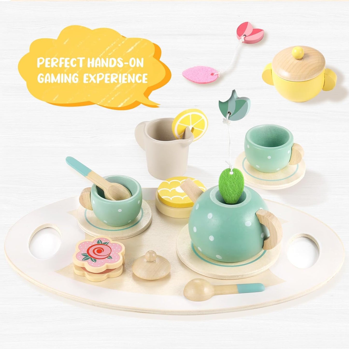 15pcs Wooden Afternoon Tea Set toy