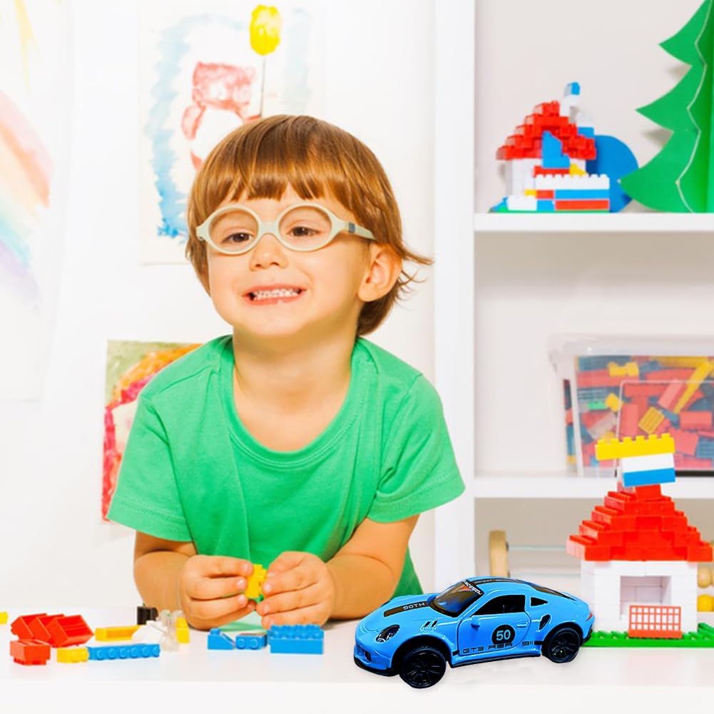 PORSCHE 1/43 Die cast metal  Alloy Race Cars, openable doors With Pull Back Function  car