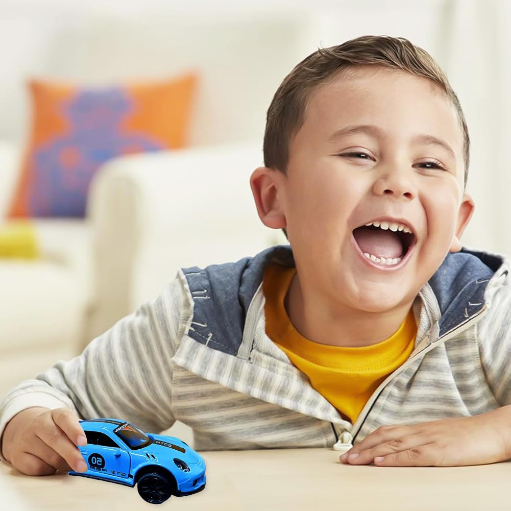 PORSCHE 1/43 Die cast metal  Alloy Race Cars, openable doors With Pull Back Function  car