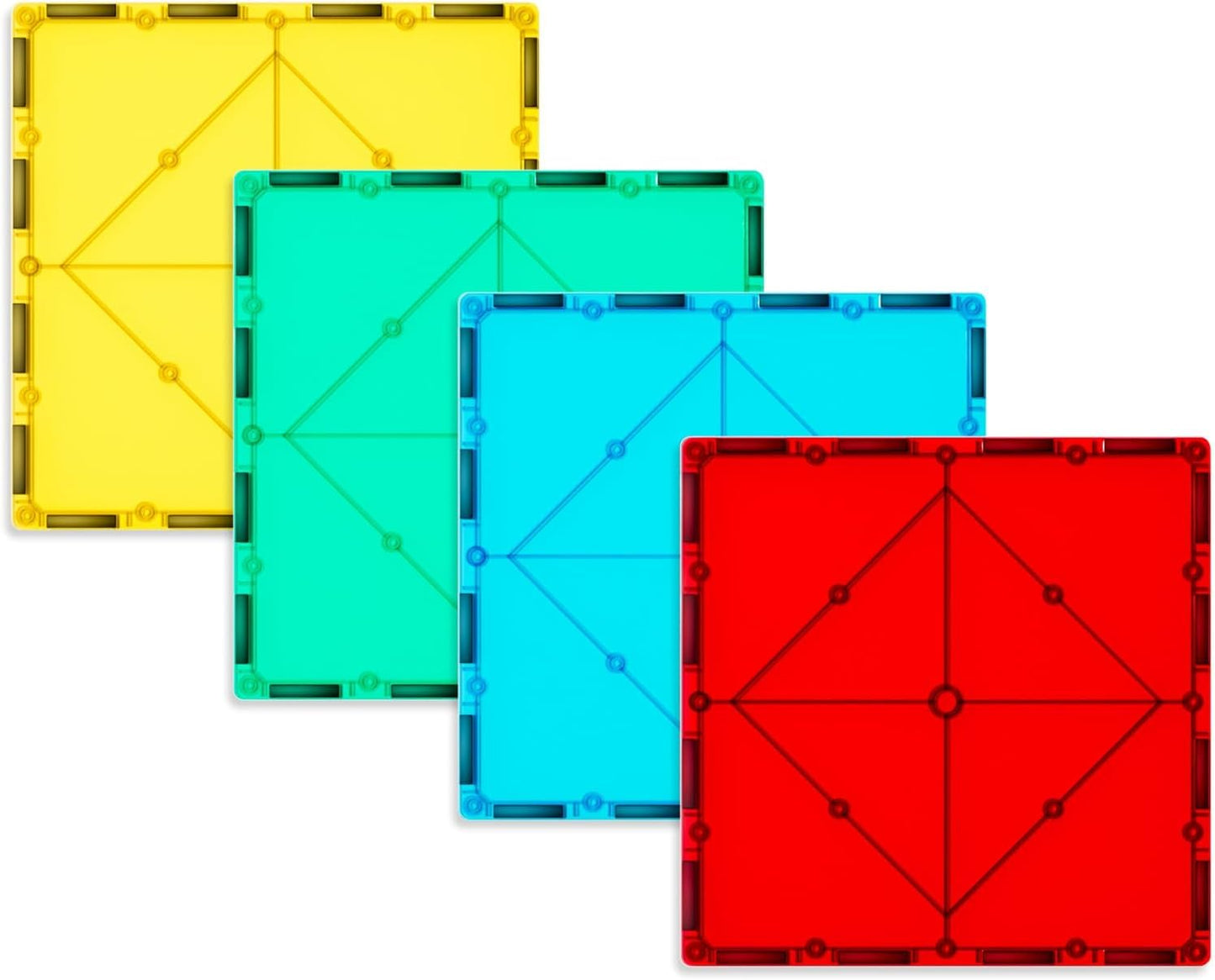 4 pcs Large Square Magnetic Tiles with 2 Car Chassis