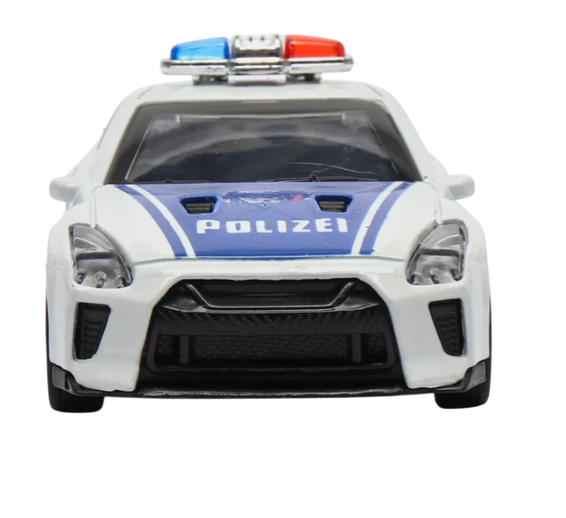 NISSAN GTR 1/43 Die cast metal  Alloy Police Cars, openable doors With Pull Back Function