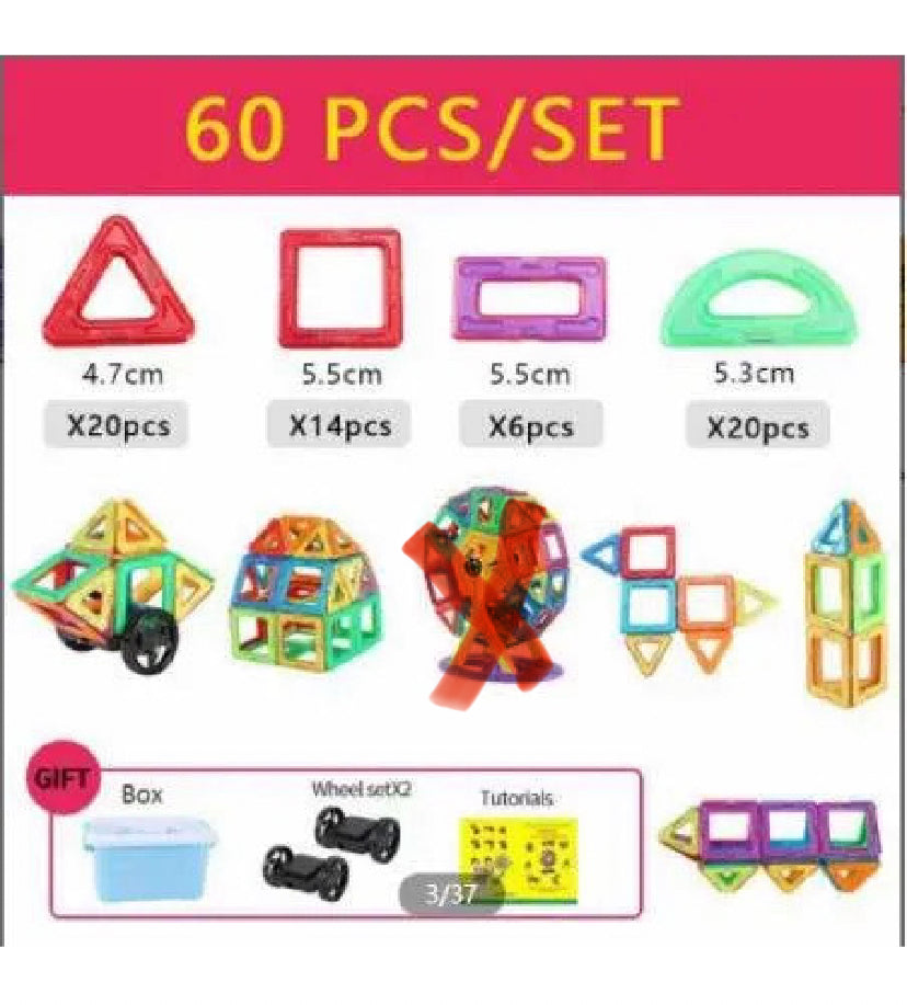 Magnetic building blocks mini tiles set of 60 pcs