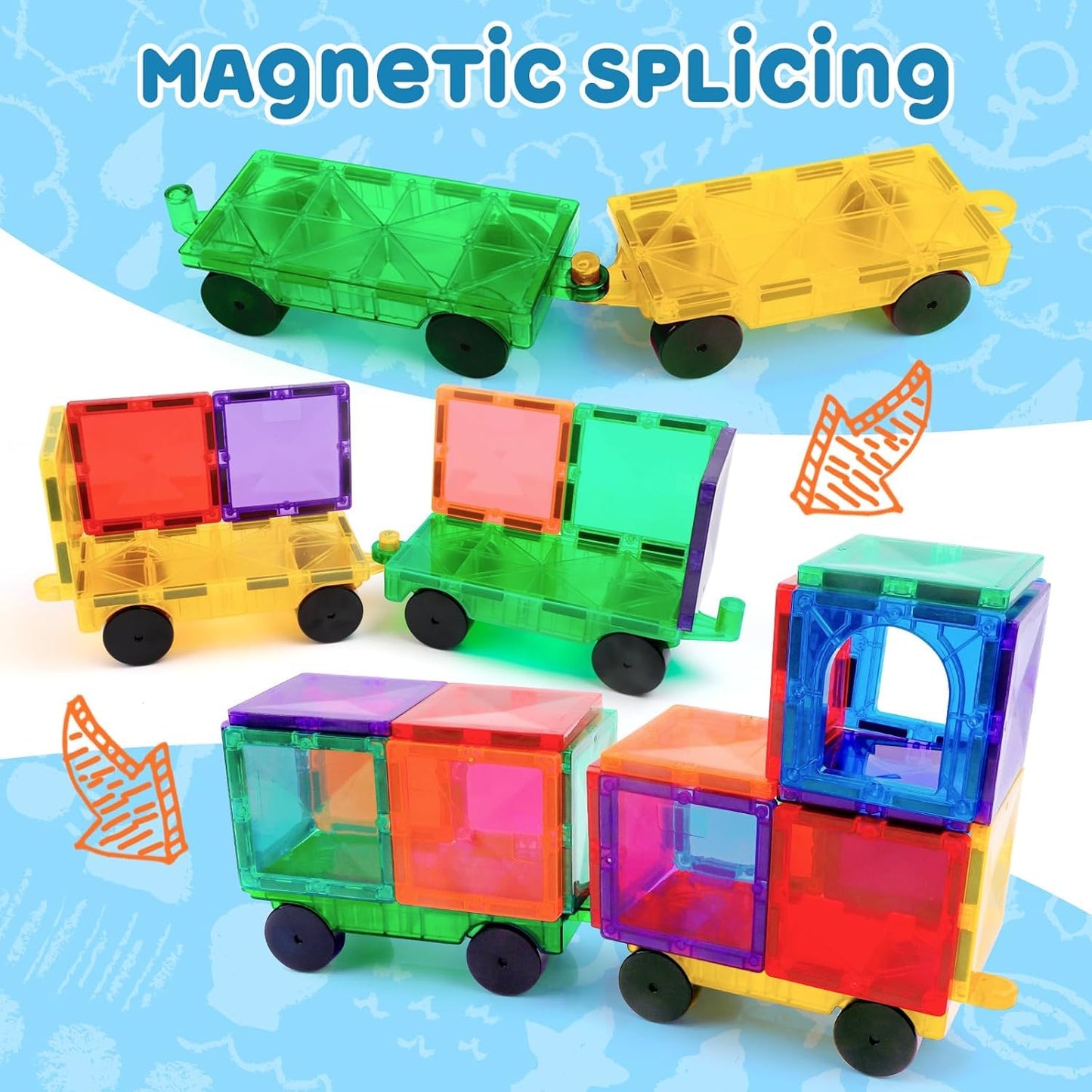 Magnetic Tiles Cars Construction Set - 2 PCS Magnetic CAR CHASSIS Random Colour