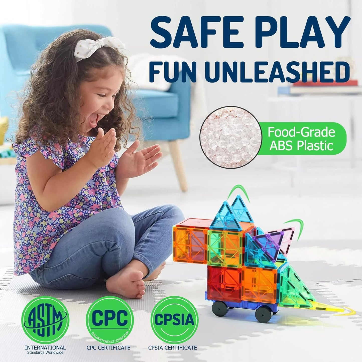 Magnetic Tiles Cars Construction Set - 2 PCS Magnetic CAR CHASSIS Random Colour