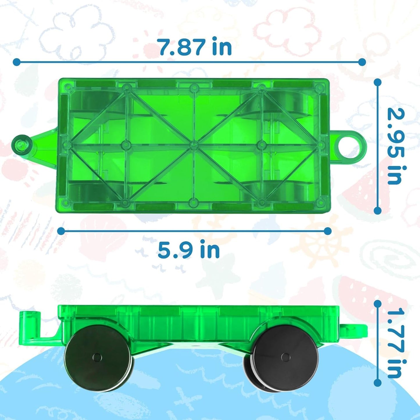 Magnetic Tiles Cars Construction Set - 2 PCS Magnetic CAR CHASSIS Random Colour