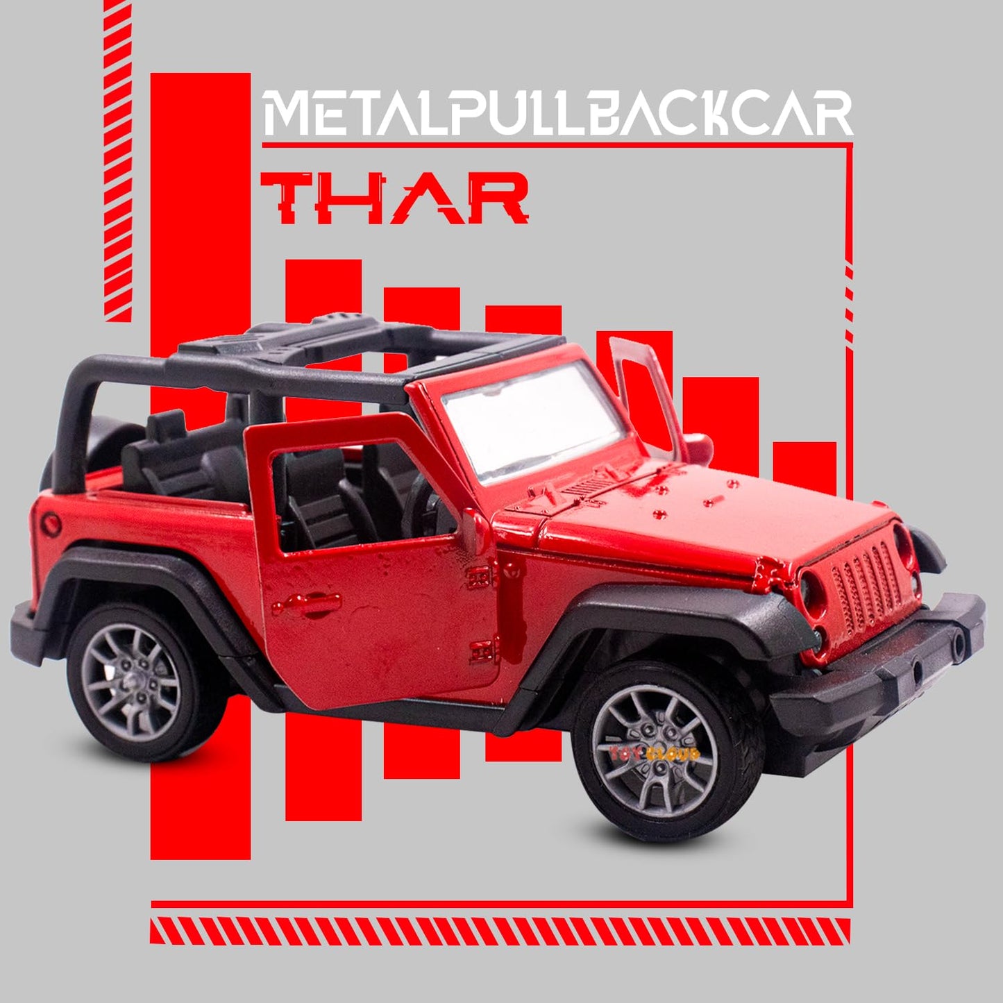 MAHINDRA THAR 1/43 Die cast metal Alloy Race Cars, openable doors With Pull Back Function Car