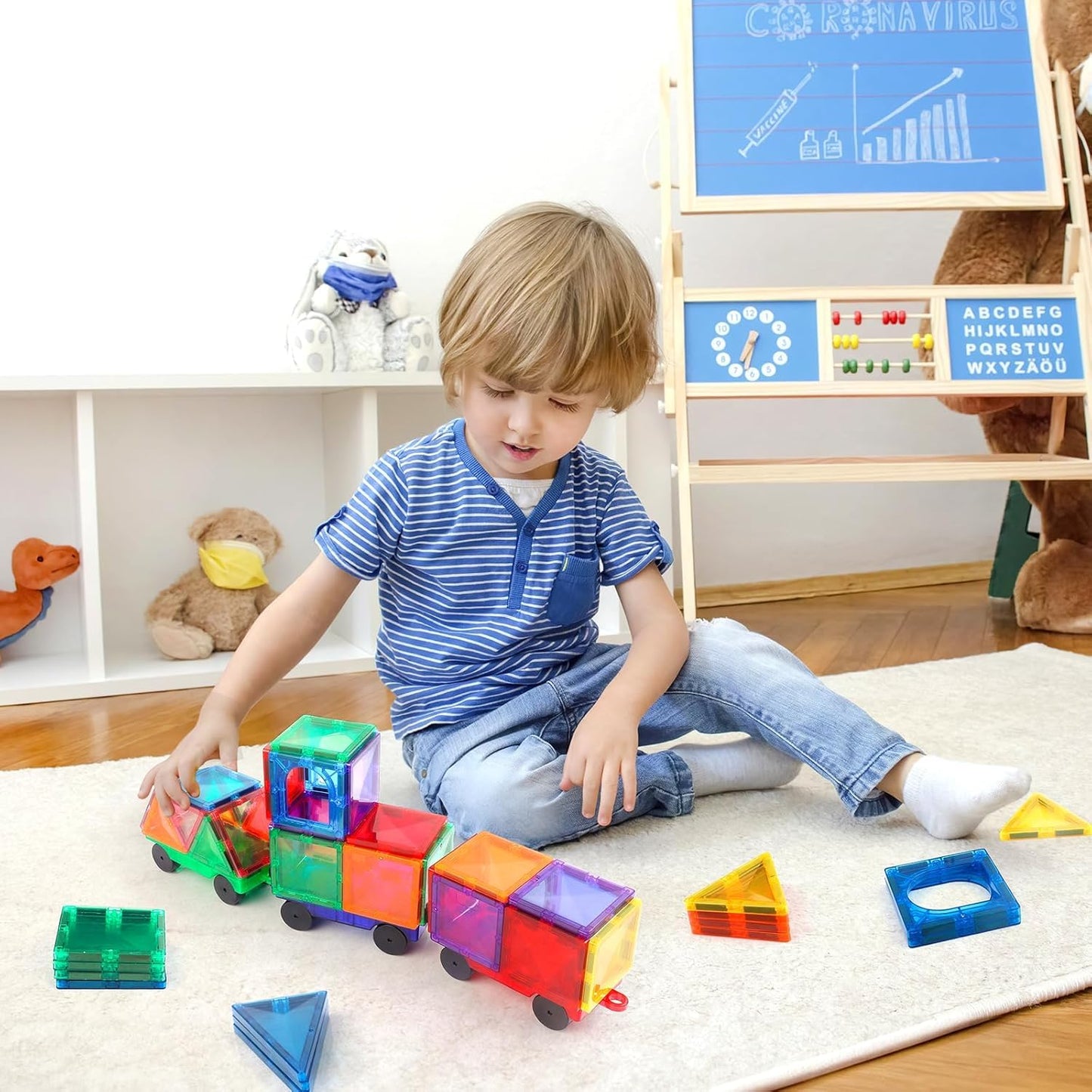 Magnetic Tiles Cars Construction Set - 2 PCS Magnetic CAR CHASSIS Random Colour