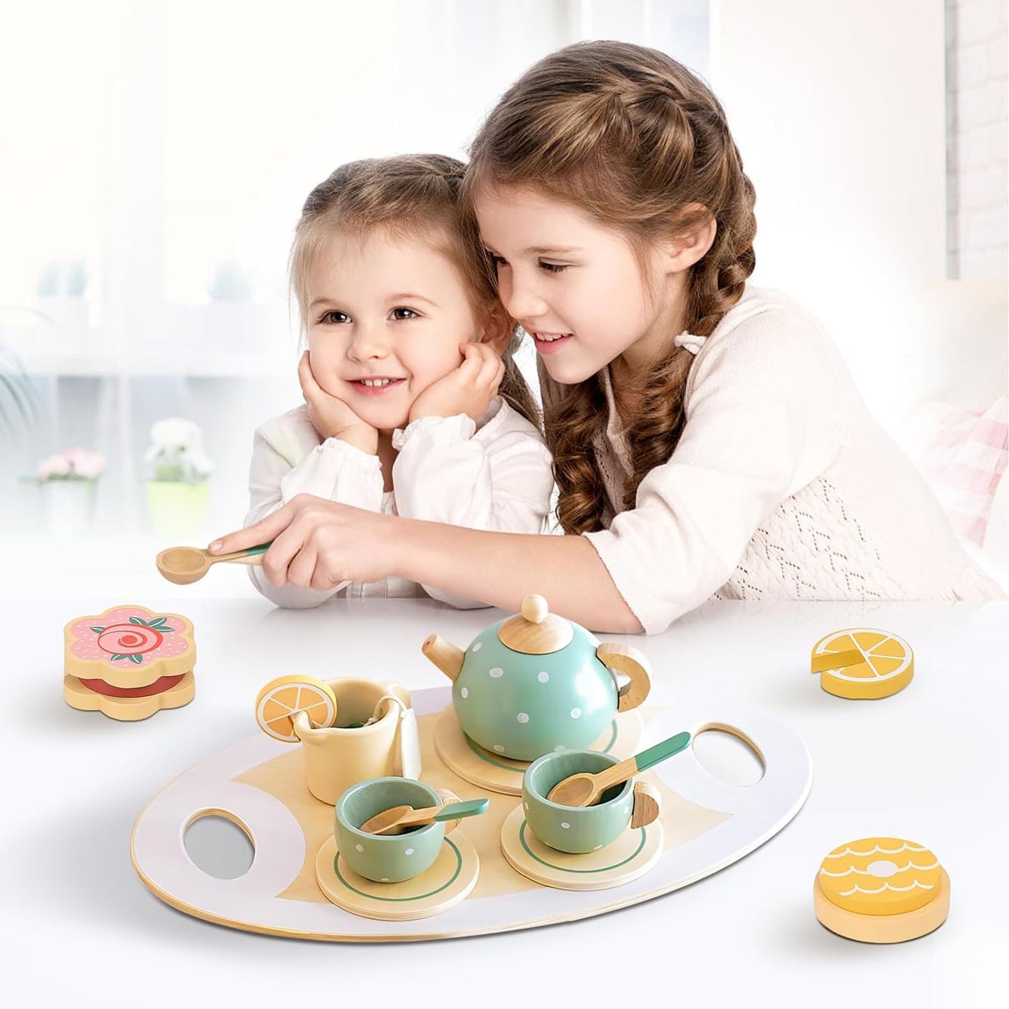 15pcs Wooden Afternoon Tea Set toy
