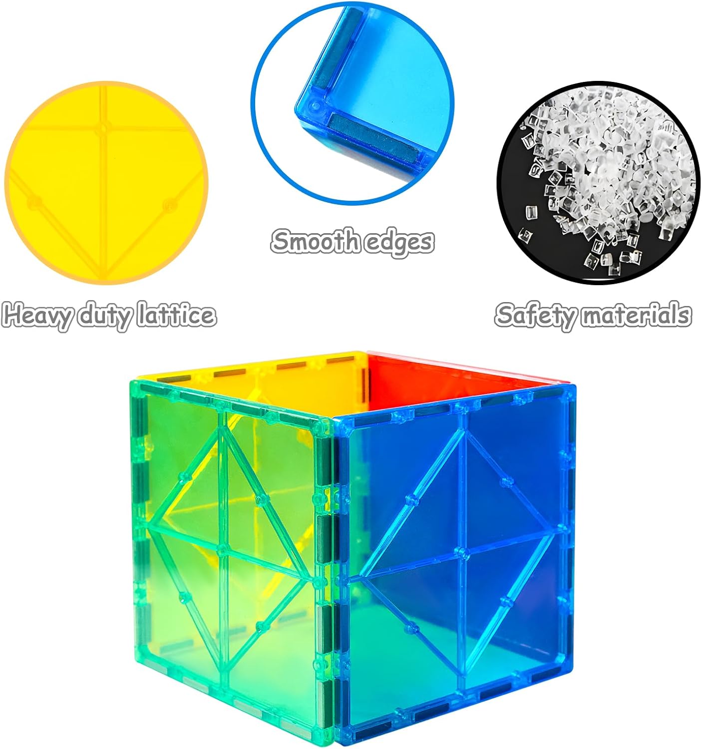 4 Piece Random colour Magnetic Tiles Large Square