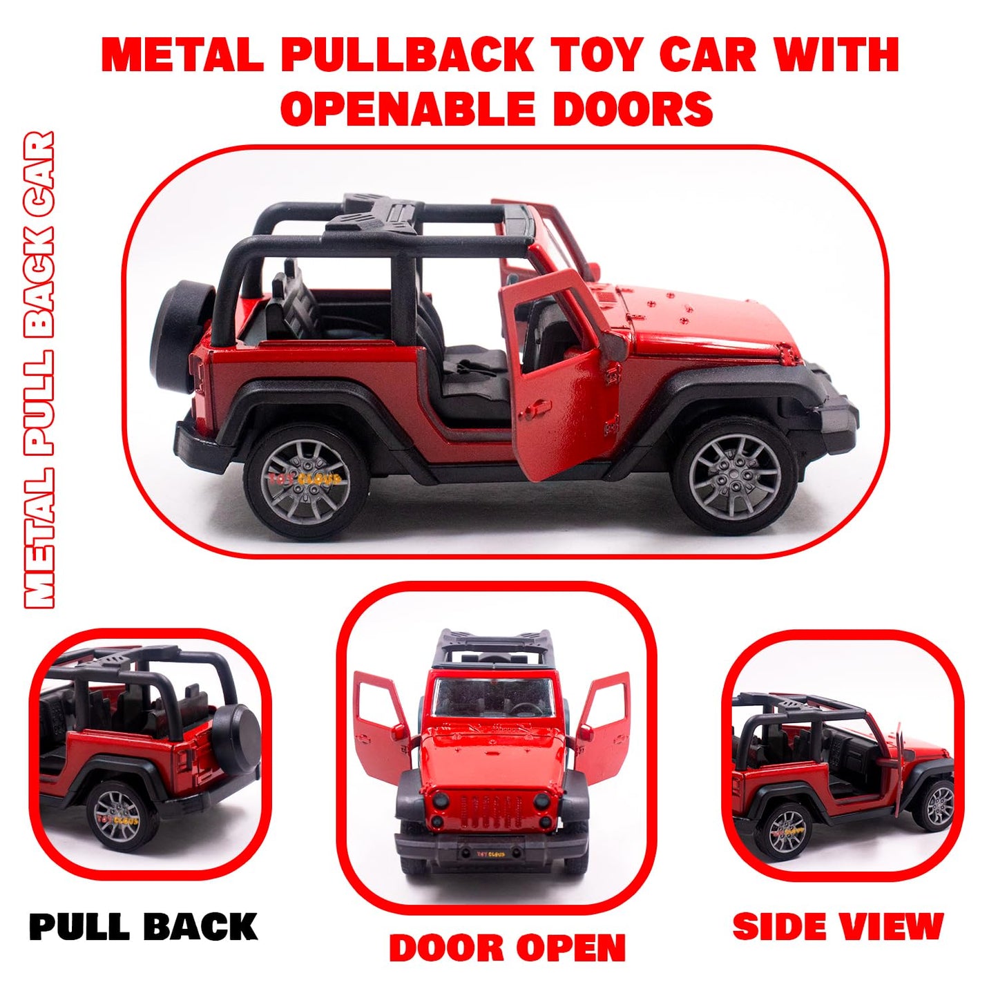 MAHINDRA THAR 1/43 Die cast metal Alloy Race Cars, openable doors With Pull Back Function Car