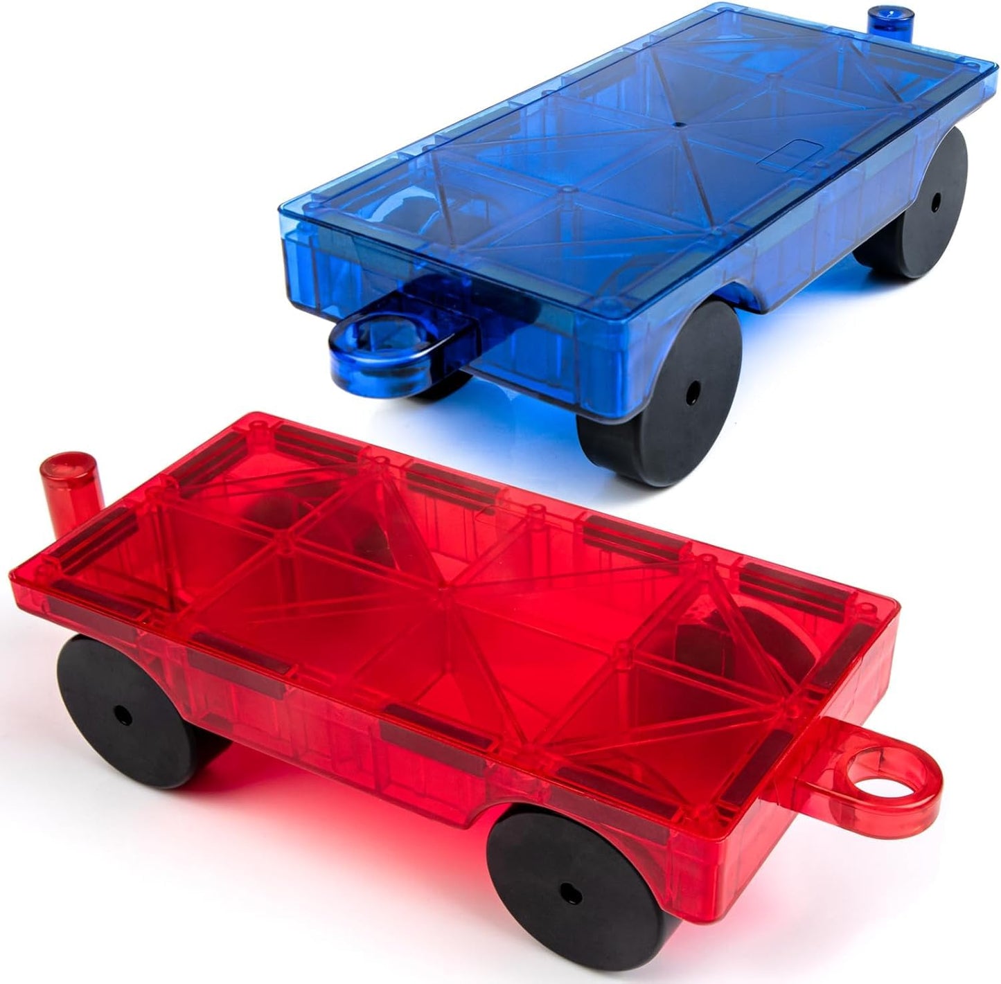 4 pcs Large Square Magnetic Tiles with 2 Car Chassis