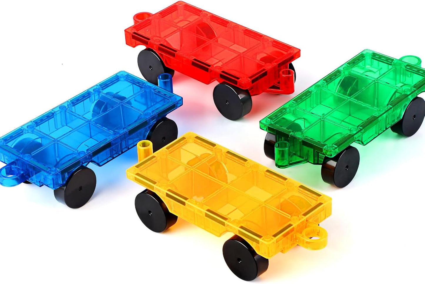 Magnetic Tiles Cars Construction Set - 4 PCS Magnetic CAR CHASSIS Random Colour