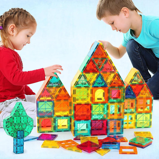 Set Of 60 Pcs Magnetic Building Tiles For Kids