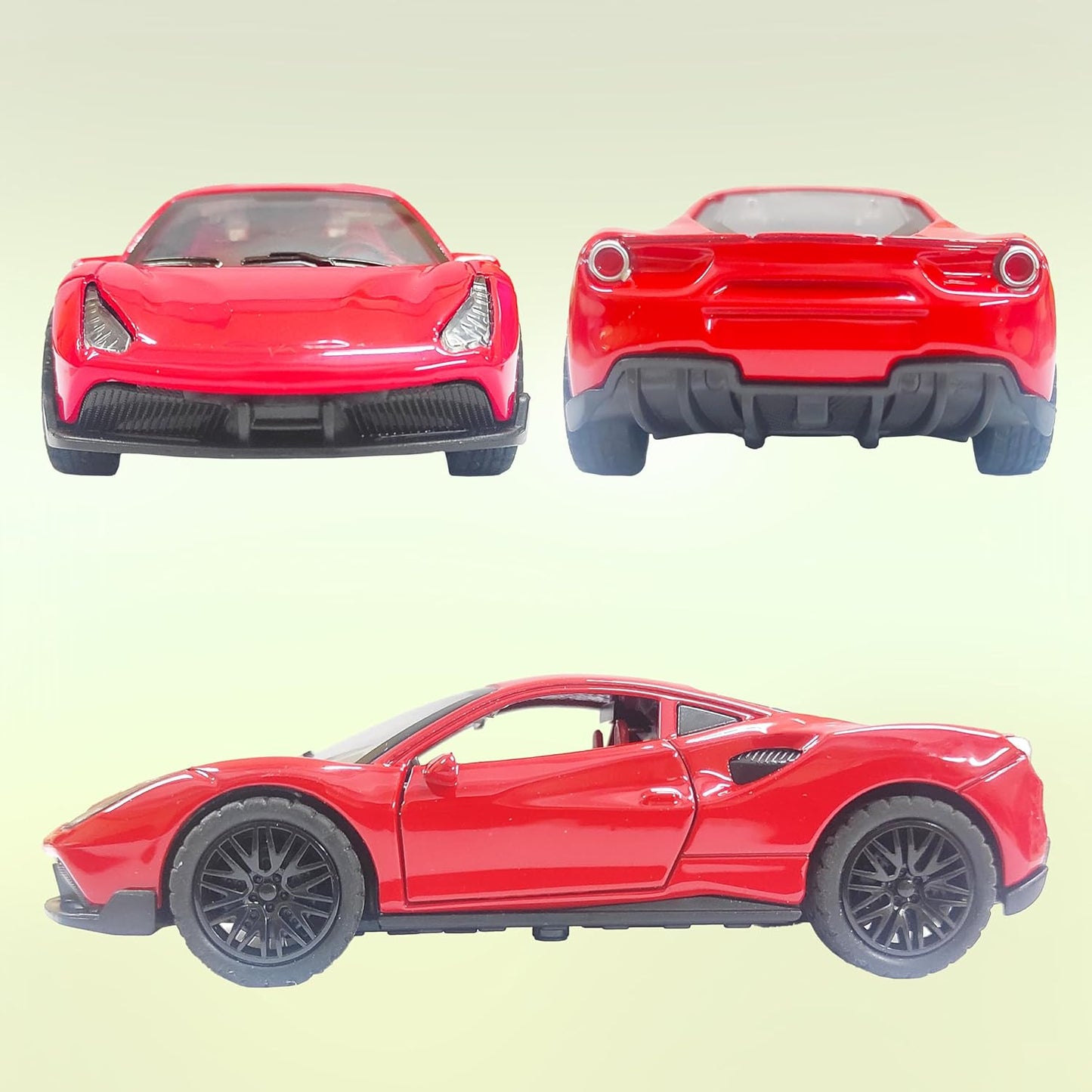 FERRARI 1/36 Die cast metal Alloy Cars, openable doors With Pull Back Function with light & Music multicolor