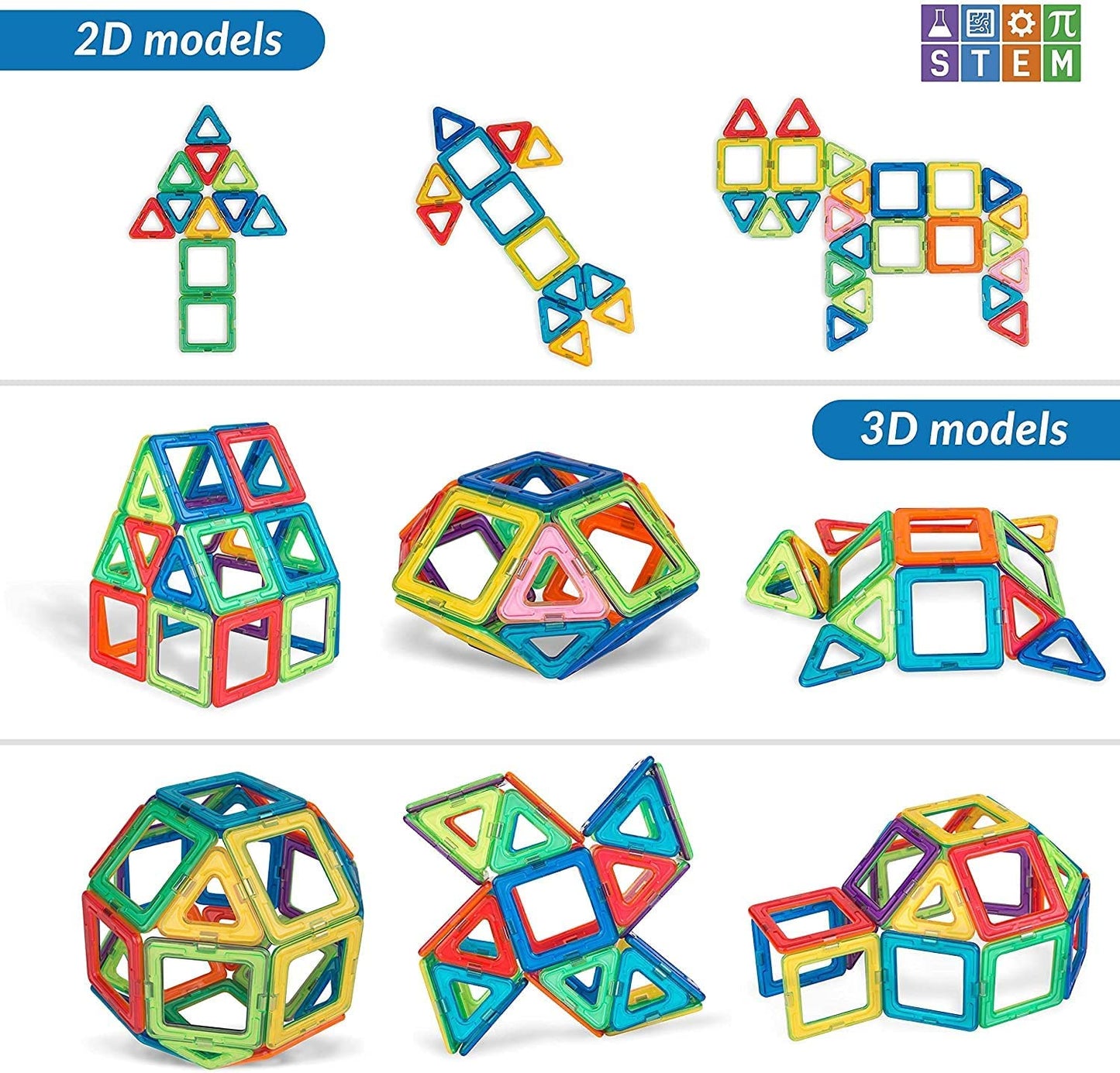 Magnetic building blocks mini tiles set of 60 pcs