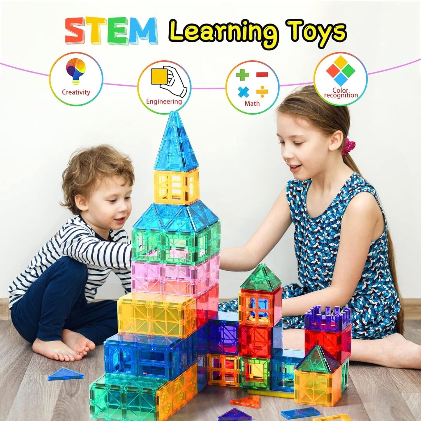Set of 20 Magnetic Building blocks Tiles For Kids