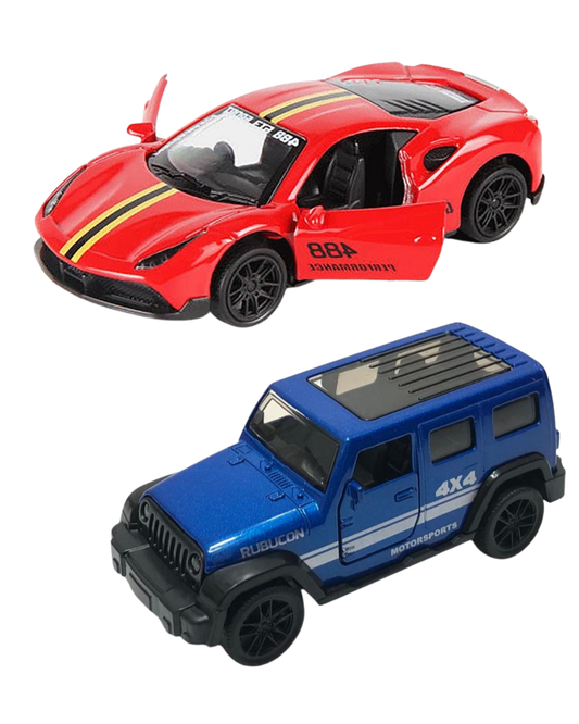 Combo of  1/43 Die cast metal  Alloy Race Cars, 2 Doors Opened With Pull Back Function  car
