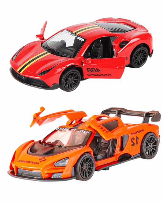 Combo of  1/43 Die cast metal  Alloy Race Cars, 2 Doors Opened With Pull Back Function  car