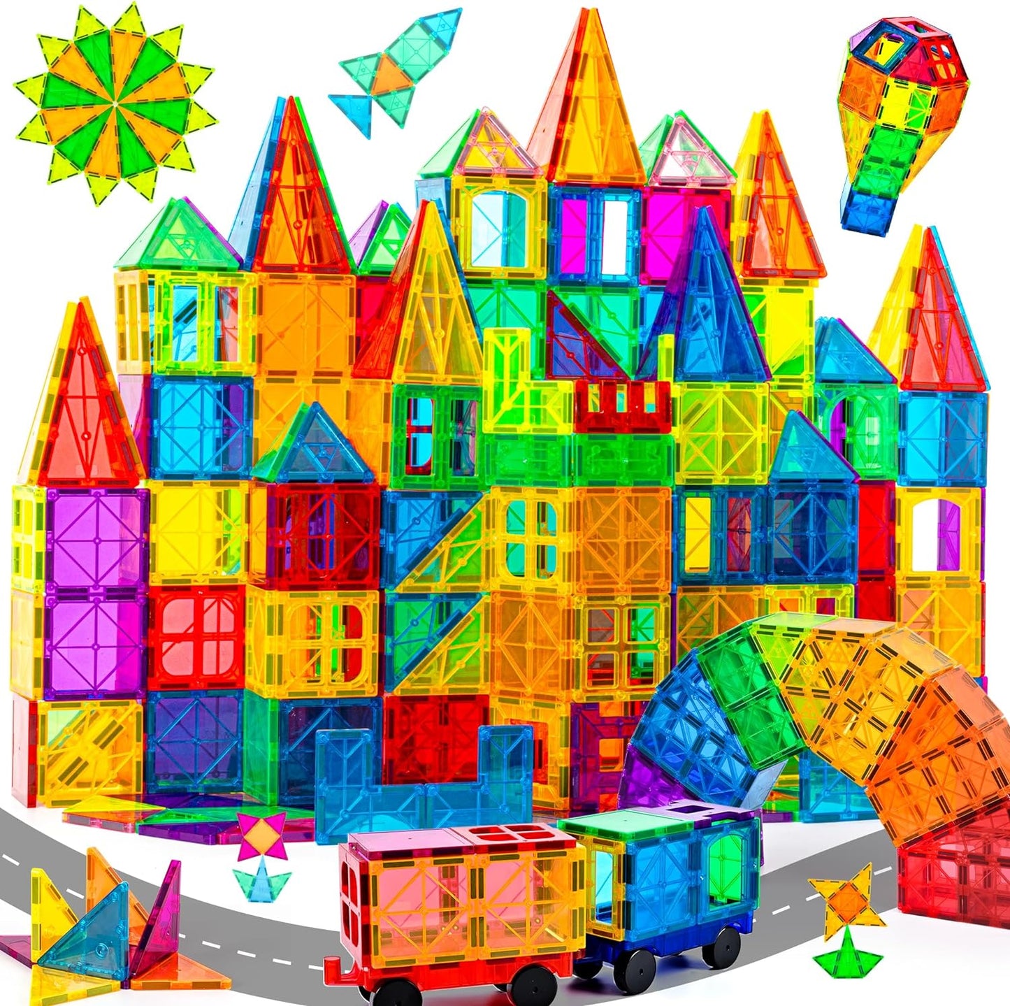Set Of 60 Pcs Magnetic Building Tiles For Kids