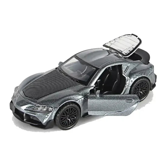 TOYOTA SUPRA : 1/36 Die cast metal Alloy Cars, openable doors With Pull Back Function with light & Music multicolor