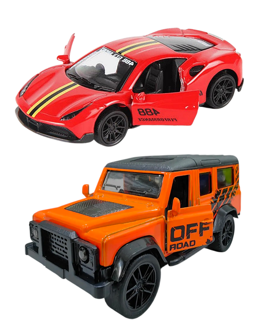 Combo of  1/43 Die cast metal  Alloy Race Cars, 2 Doors Opened With Pull Back Function  car