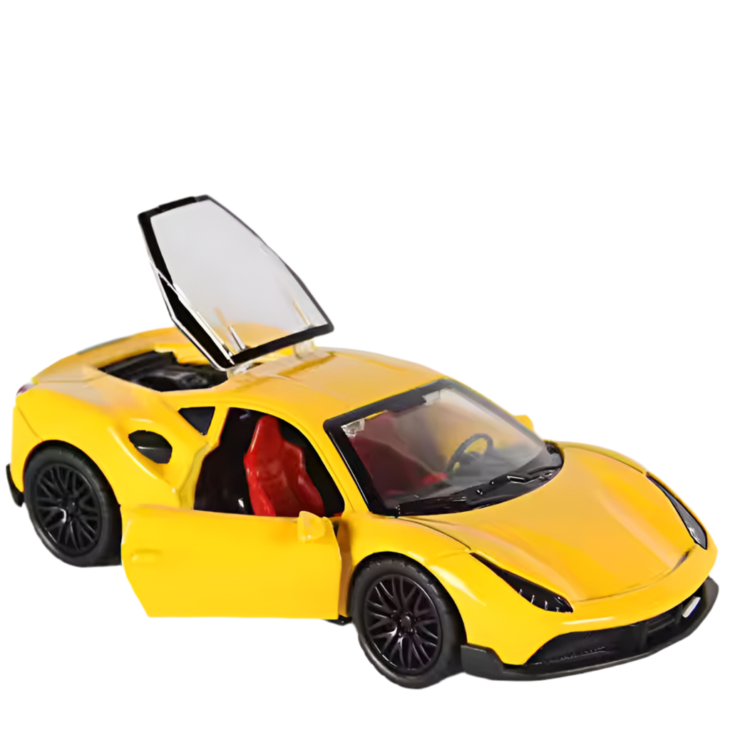 FERRARI 1/36 Die cast metal Alloy Cars, openable doors With Pull Back Function with light & Music multicolor
