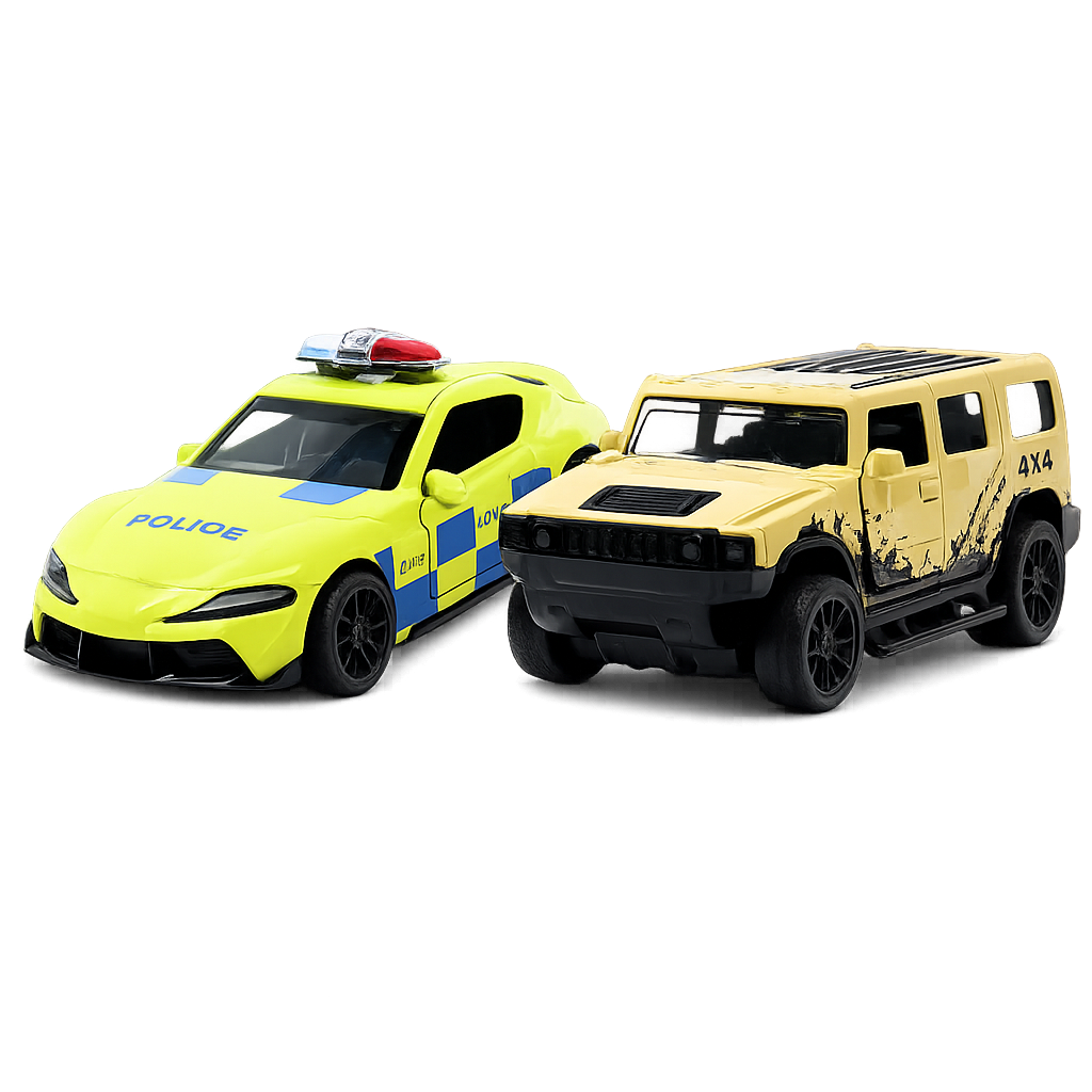 Die-Cast Hummer & Neon Police Car Combo | Pull Back Cars