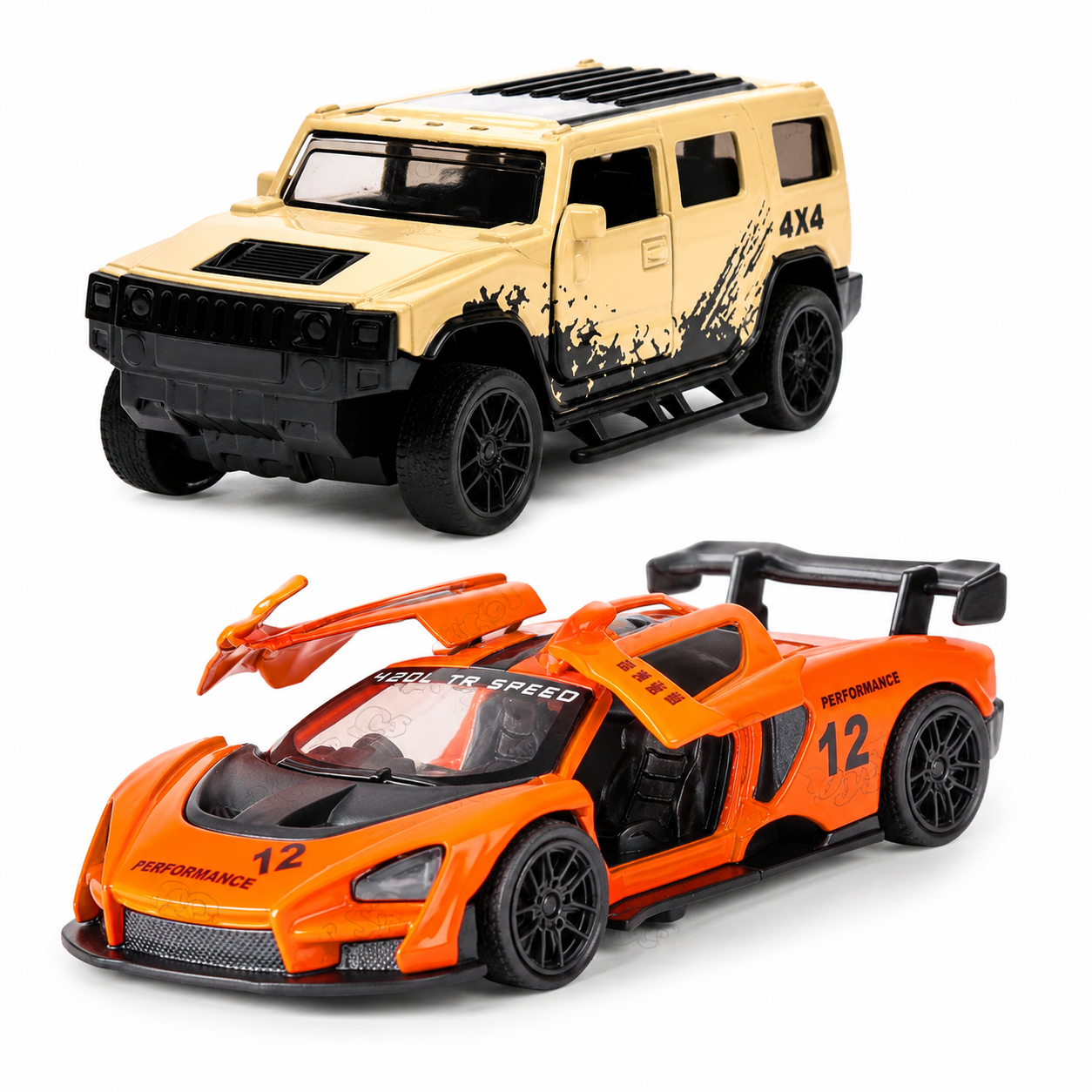 Die-Cast Hummer & McLaren Racer Combo | Pull Back Cars