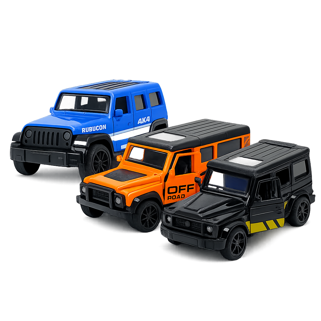 Die-Cast 3-Car Off-Road Combo | Jeep, Defender & G-Wagon